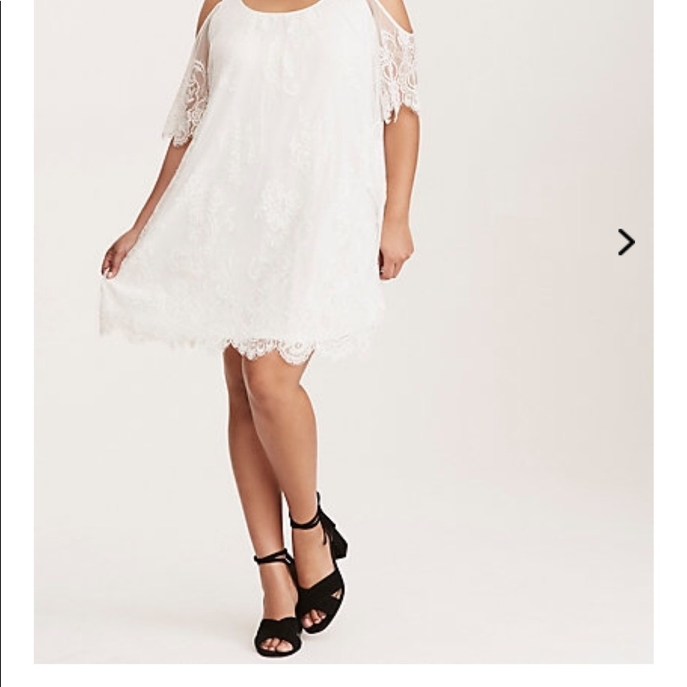 Torrid lace off the shoulder dress.